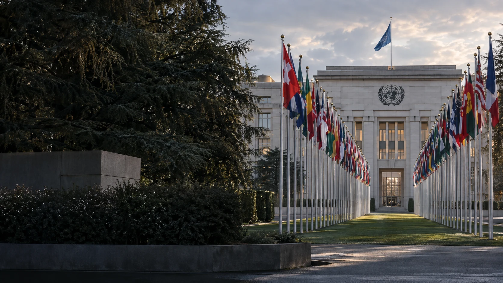 Editorial scene of the United Nations in Geneva