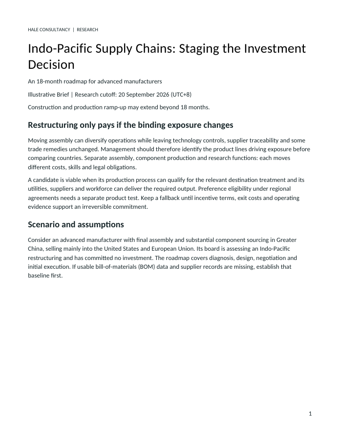 First page of the report